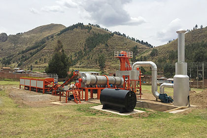 التشغيل التجريبي لمصنع خلط الإسفلت المستمر بوزن 80 طن / ساعة في بيرو 