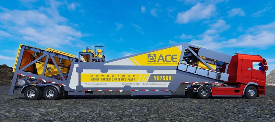 Planta mezcladora de hormigón móvil serie YHZS en estado de transporte