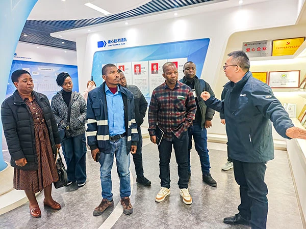 Zimbabwean clients exploring ACE Group’s patent wall and development milestones in the exhibition hall
