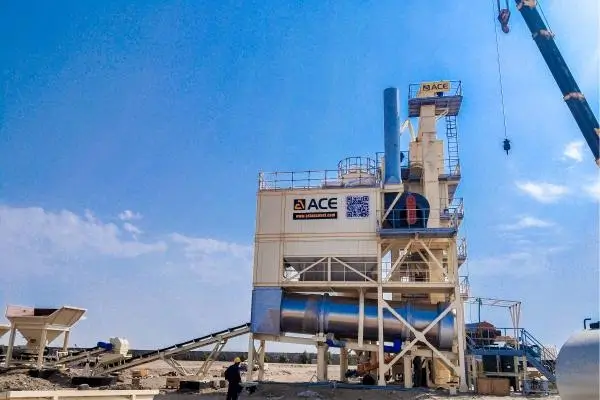 On-site installation of the stationary asphalt batch mix plant