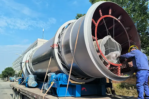 Recycling drying drum ready for shipment outdoors