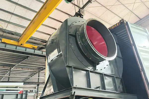 Dust collector ID fan waiting to be shipped from the factory