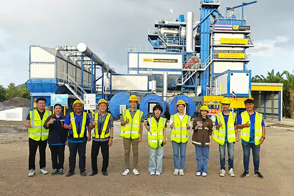 LYROAD engineers inspecting operational asphalt plant in Thailand