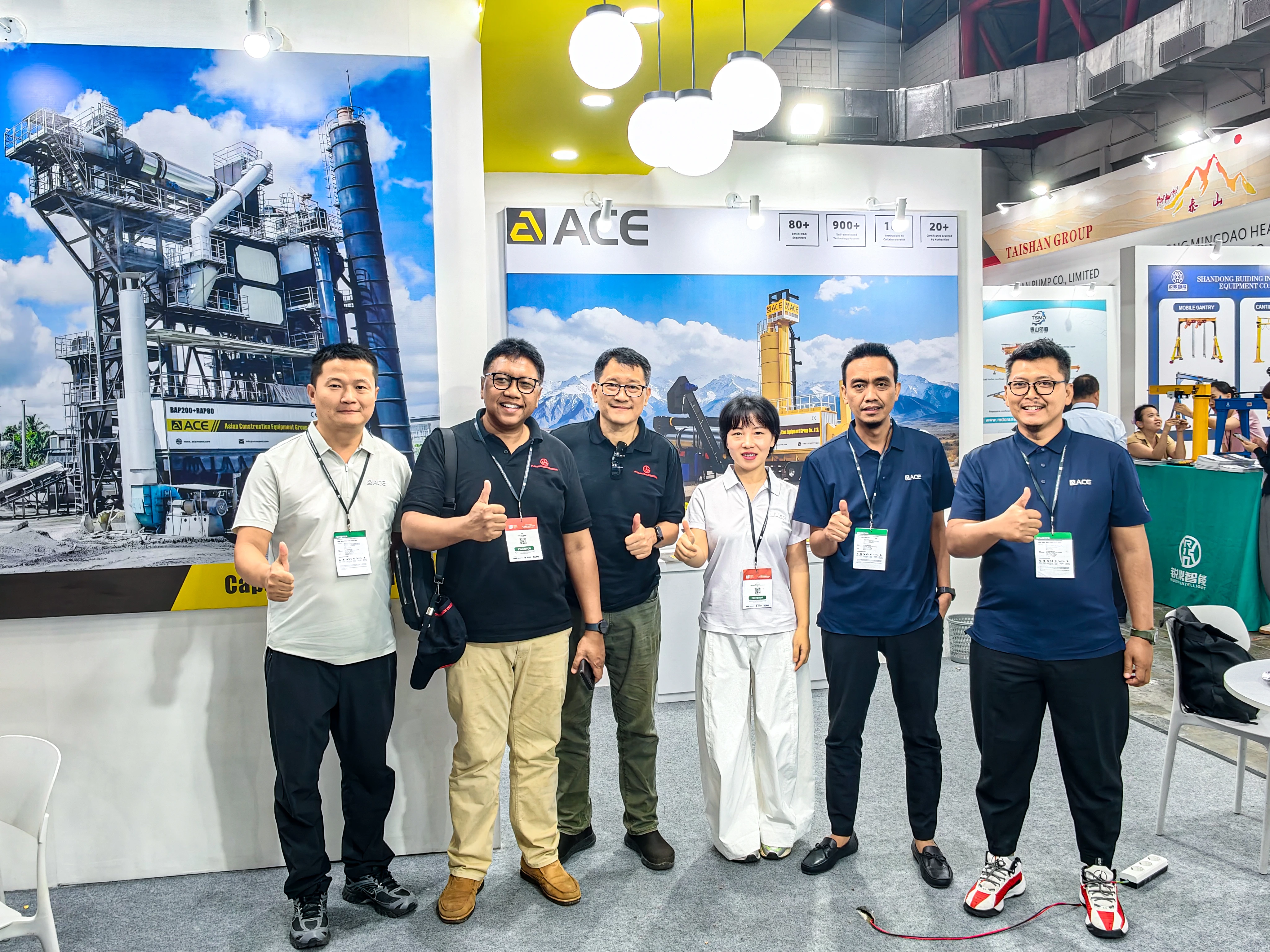 ACE Group booth at Mining Indonesia 2026 in Jakarta, showcasing RAP recycling, IAM relocation and MAP output product lines.