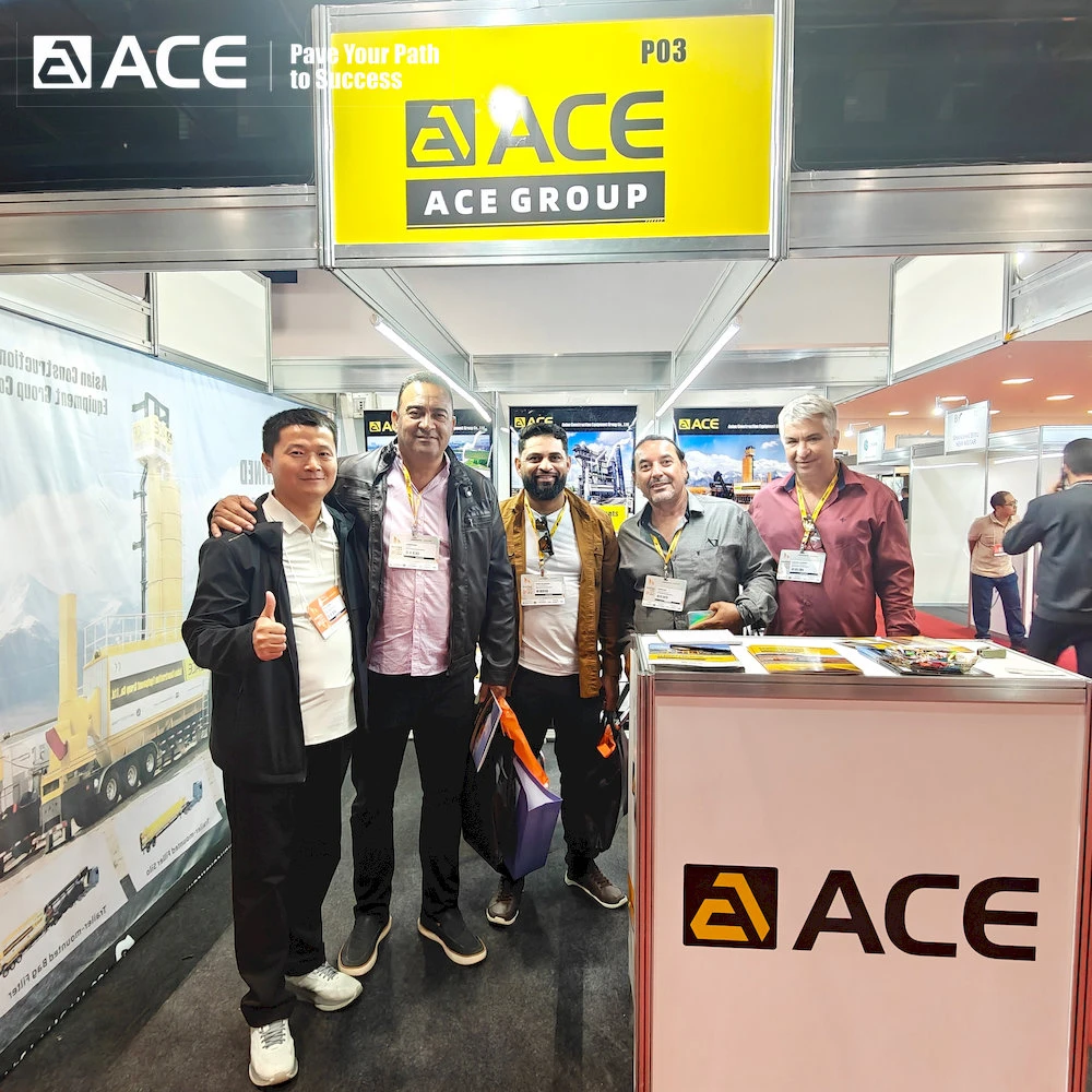 ACE Group at Paving Expo 2026 in Sao Paulo, Brazil, featuring the IAP-R mobile asphalt mixing plant.