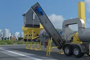 load out conveyor for supermobile hot mix plant