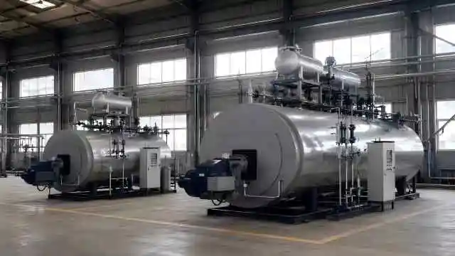 Multiple thermal fluid boiler units installed to optimize operational costs in asphalt mixing plants.